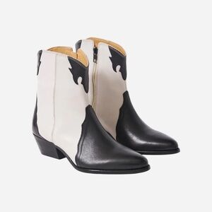 Free People Black and White Ankle Booties with Two-Tone Design